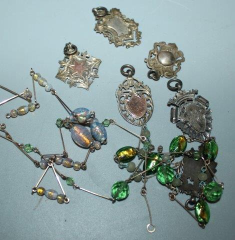 Silver fobs and costume jewellery